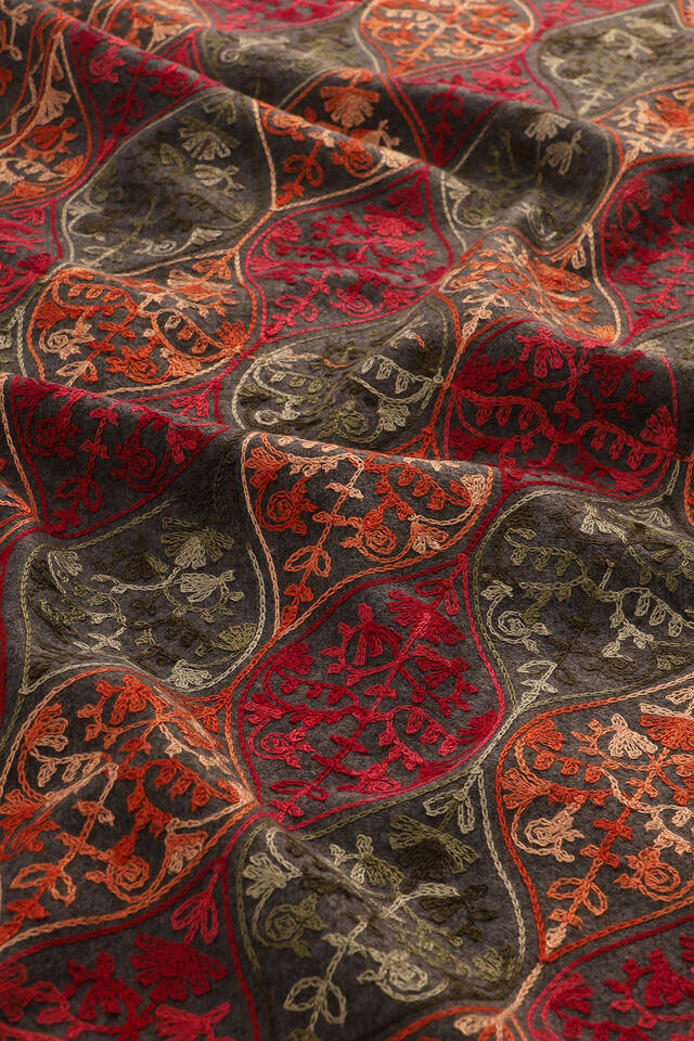 Smoke Embroidered Winter Shawl - 4