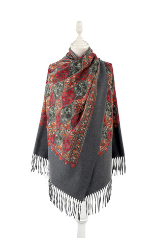 Smoke Embroidered Winter Shawl 