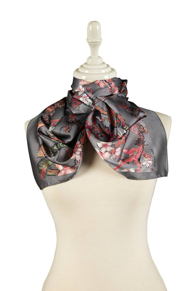 Smoked Almond Blossom Silky Foulard - 2