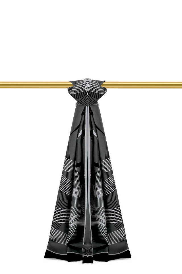 Smoked Carousel Pattern Twill Silk Scarf - Bursa İpek