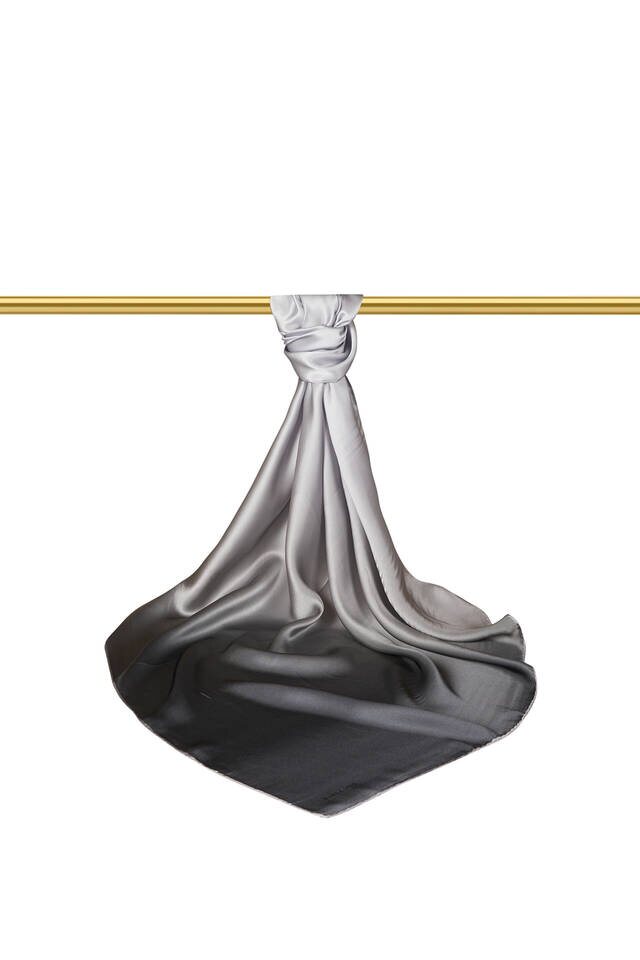 Smoked Gray Gradient Sura Silk Square Scarf - 3