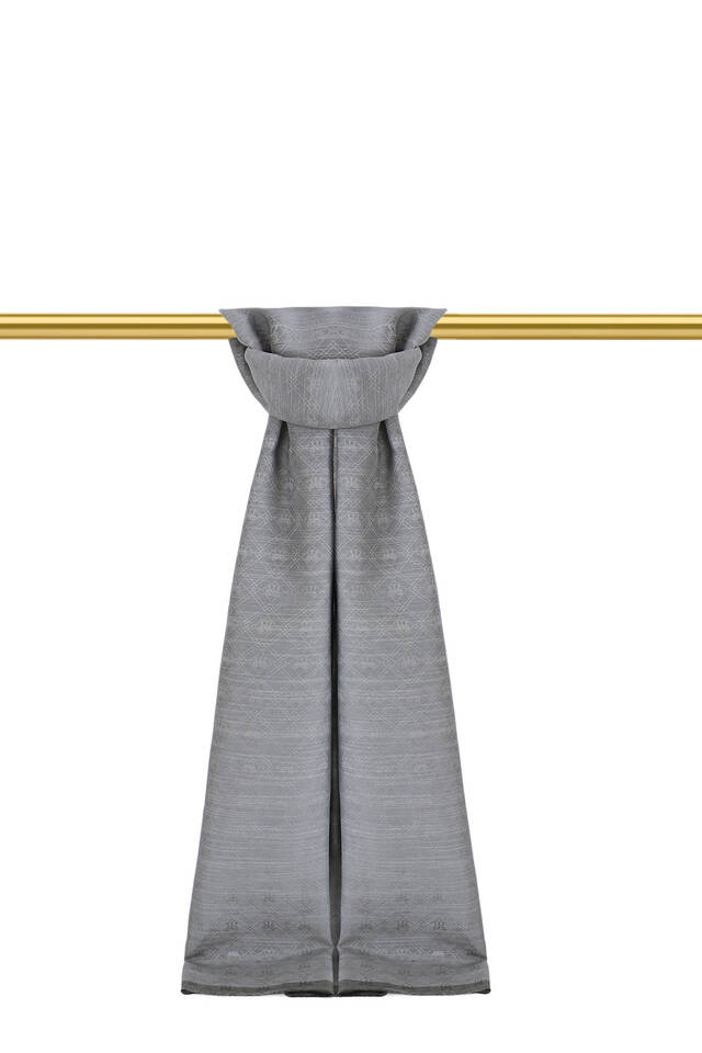 Smoked Monogram Pattern Silk Cotton Scarf - 2