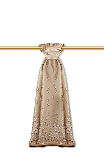 Beige Snowdrop Pattern Twill Silk Shawl 