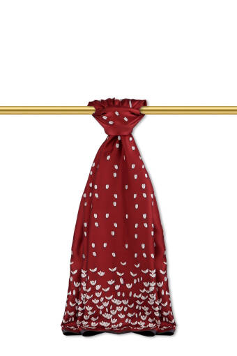 Burgundy Snowdrop Pattern Twill Silk Shawl 