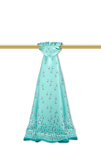 Mint Snowdrop Pattern Twill Silk Shawl 