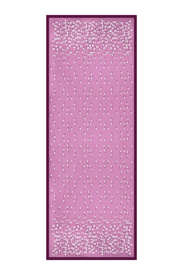 Purple Snowdrop Pattern Twill Silk Shawl - 4