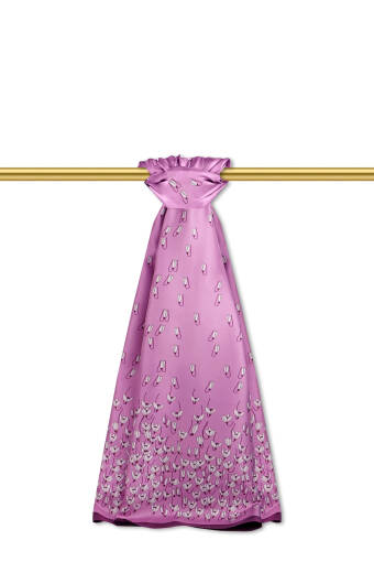 Purple Snowdrop Pattern Twill Silk Shawl 