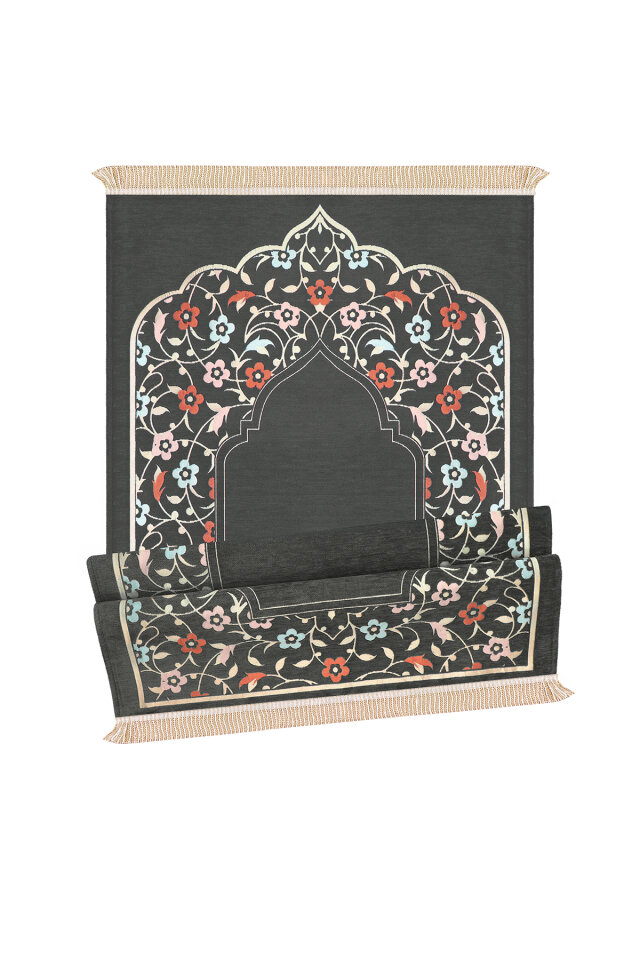 Füme Soft Desen Kabartmalı Özel Dokuma Seccade - 4