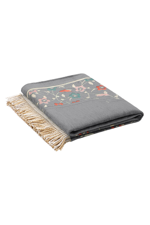 Gri Soft Desen Kabartmalı Özel Dokuma Seccade - 5