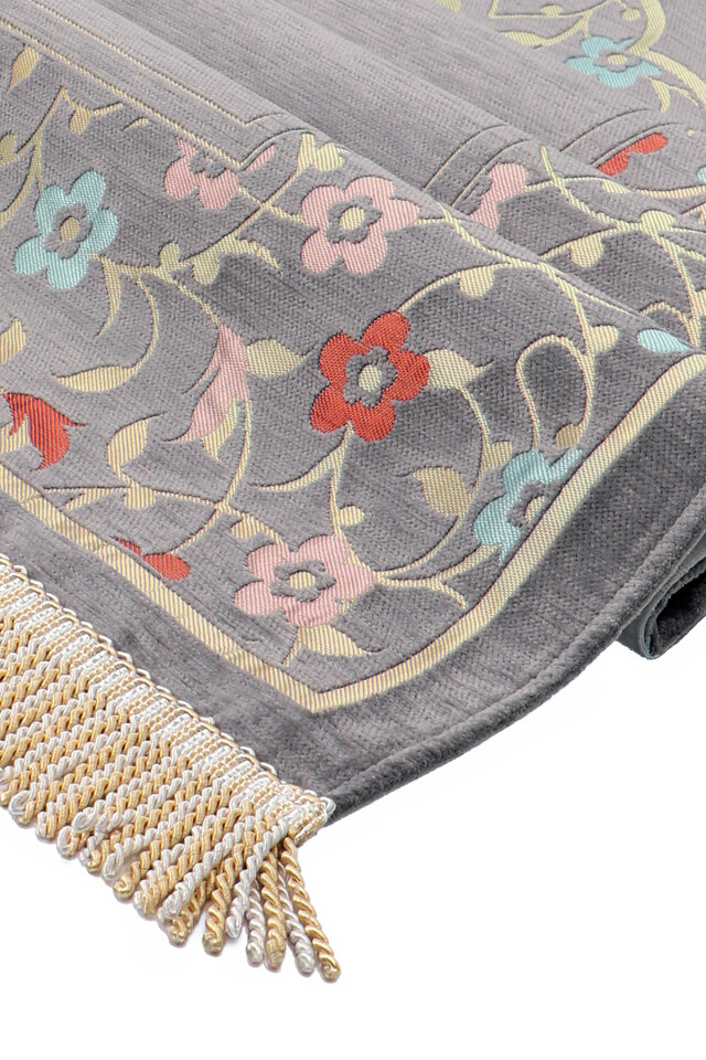 Gri Soft Desen Kabartmalı Özel Dokuma Seccade - 3