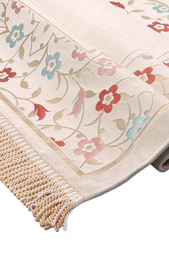 Krem Soft Desen Kabartmalı Özel Dokuma Seccade - 3
