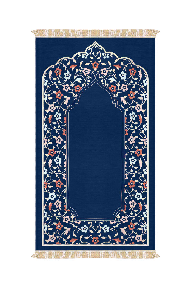 Lacivert Soft Desen Kabartmalı Özel Dokuma Seccade - Bursa İpek