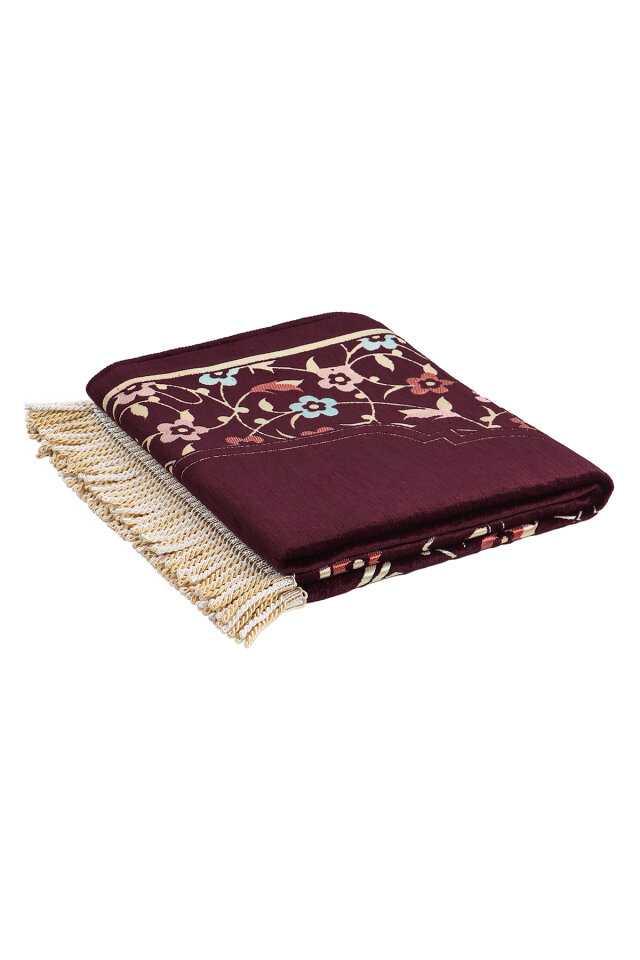 Mürdüm Soft Desen Kabartmalı Özel Dokuma Seccade - 5
