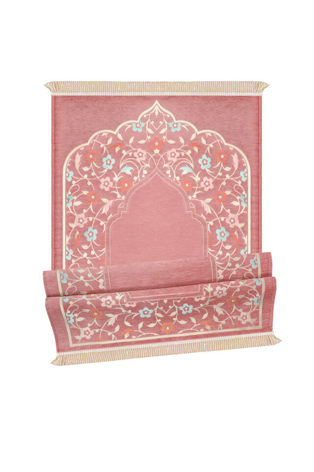 Pembe Soft Desen Kabartmalı Özel Dokuma Seccade - 4