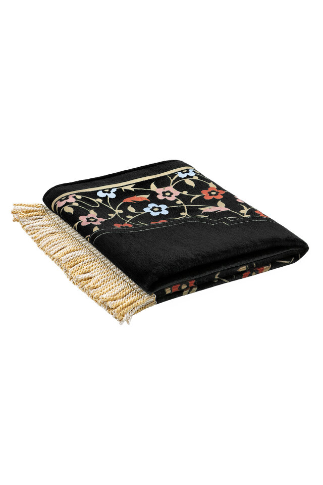 Siyah Soft Desen Kabartmalı Özel Dokuma Seccade - 5