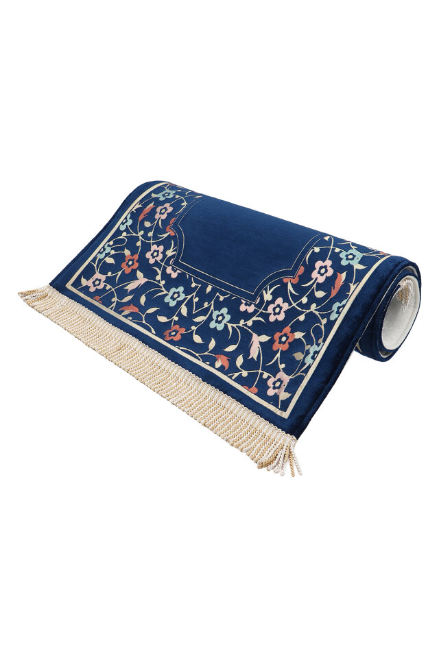 Lacivert Soft Desen Süngerli Özel Dokuma Seccade - 3
