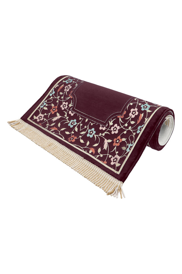 Mürdüm Soft Desen Süngerli Özel Dokuma Seccade - 3