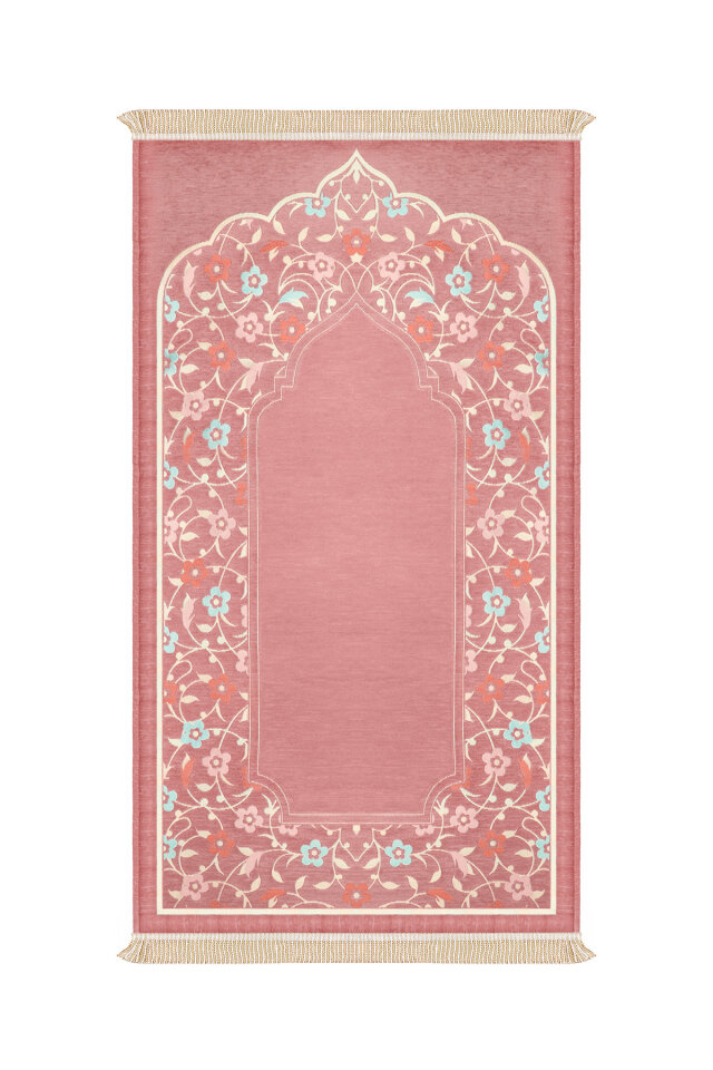Pembe Soft Desen Süngerli Özel Dokuma Seccade - Bursa İpek