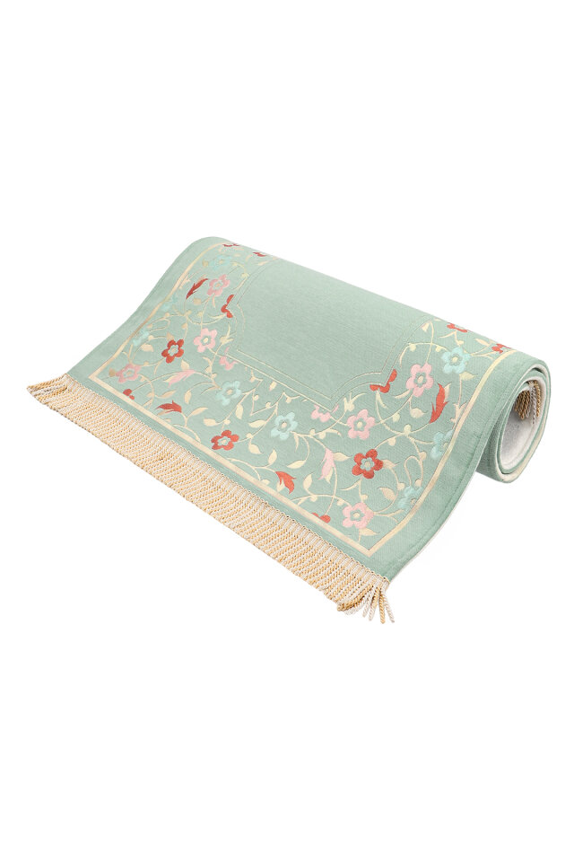 Su Yeşil Soft Desen Süngerli Özel Dokuma Seccade - 3