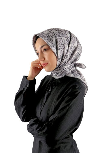 Gray Virgo Pattern Twill Silk Scarf 