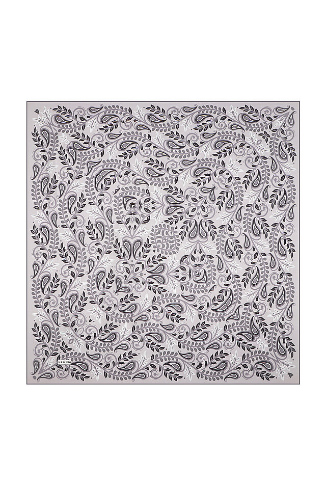 Gray Virgo Pattern Twill Silk Scarf 