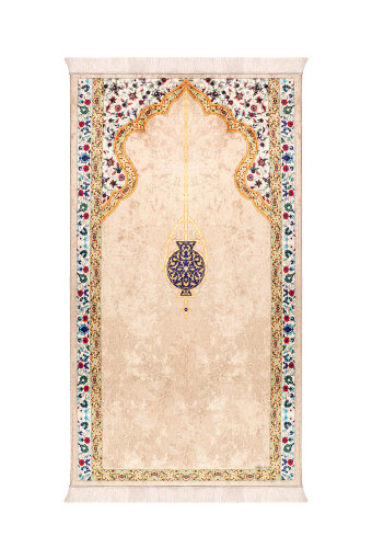 Beige Sponge Velvet Prayer Rug 