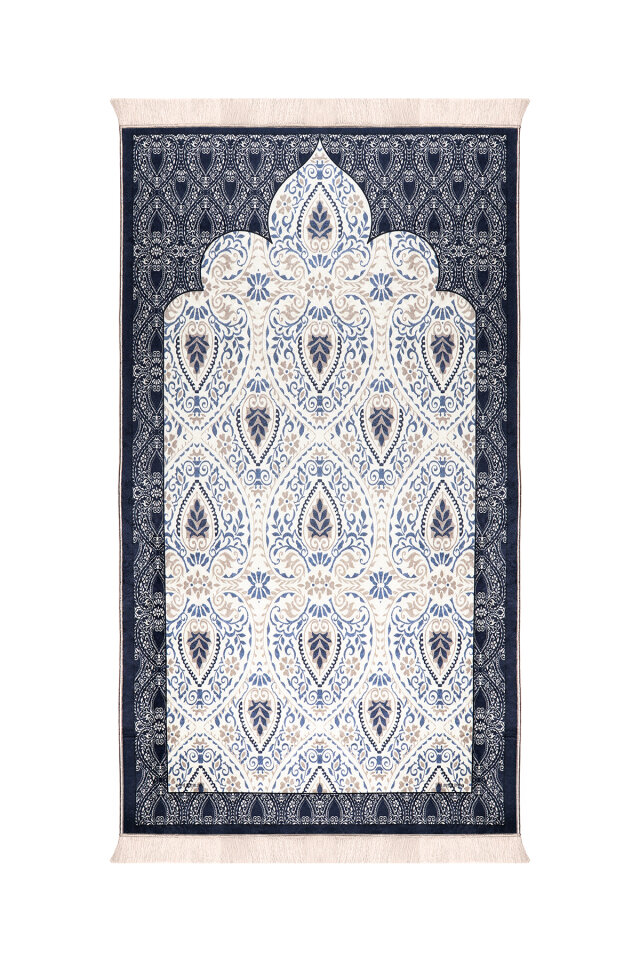 Navy Blue Sponge Velvet Prayer Rug 