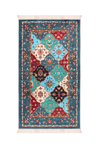 Petrol Blue Sponge Velvet Prayer Rug 