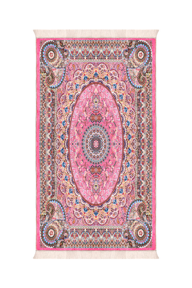 Pink Sponge Velvet Prayer Rug - Bursa İpek