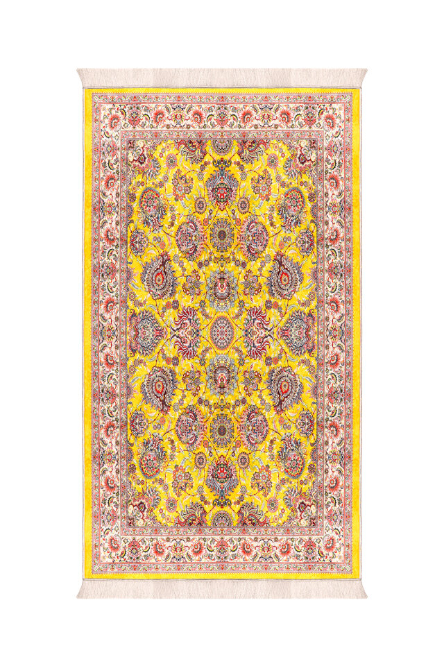 Yellow Sponge Velvet Prayer Rug - Bursa İpek