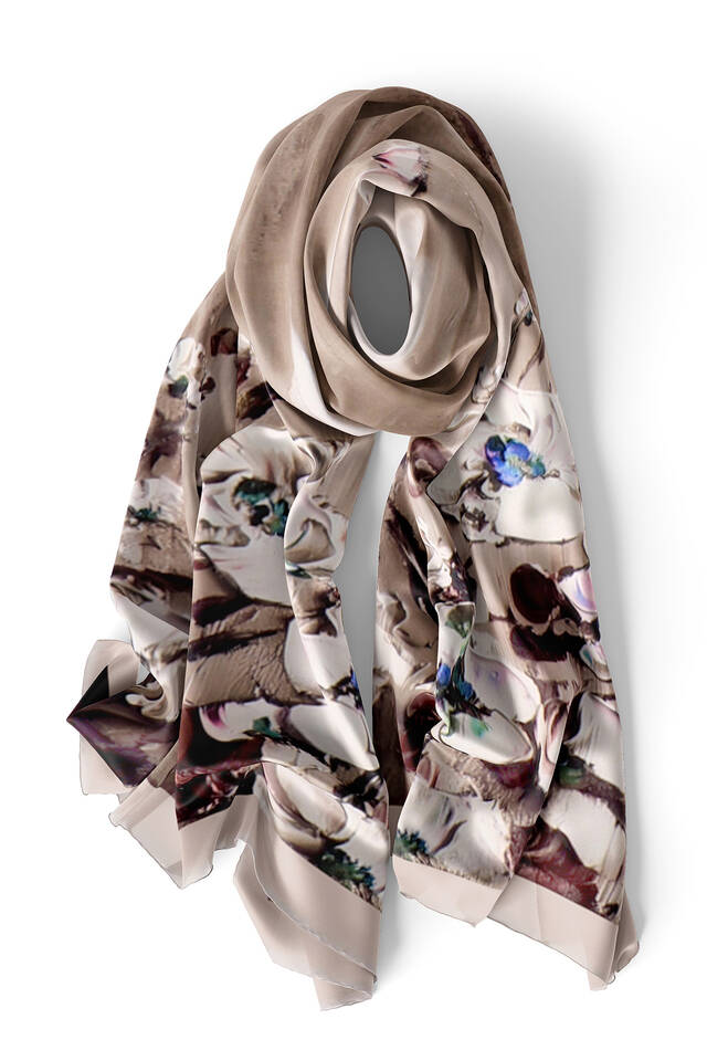 Stone Anemone Pattern Silk Foulard - 3