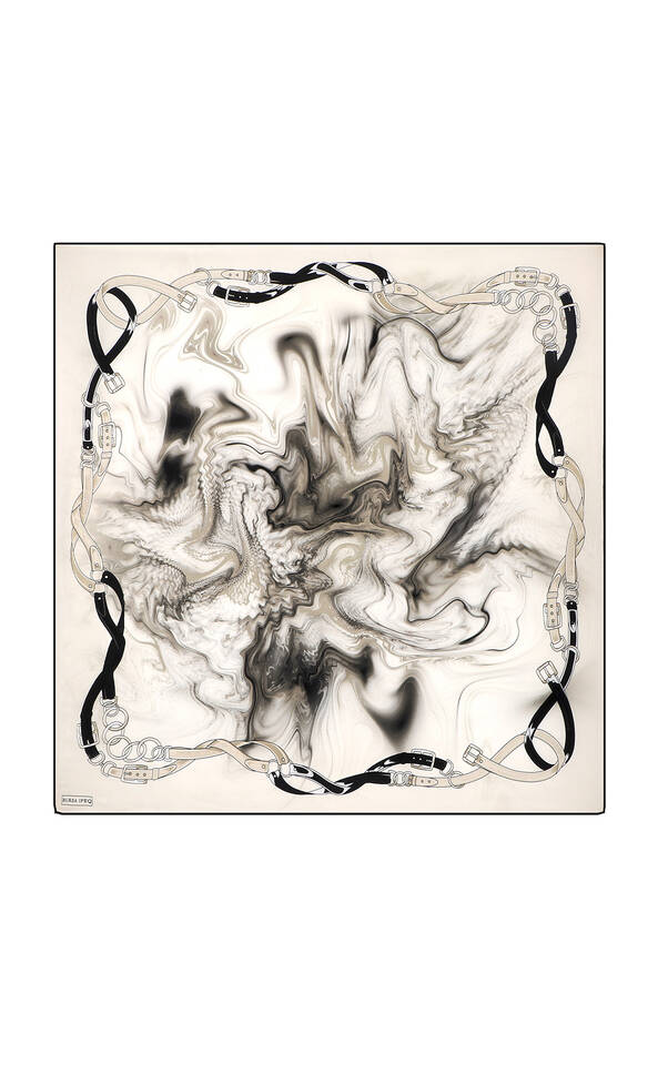 Stone Belt Pattern Sura Silk Square Scarf - 2