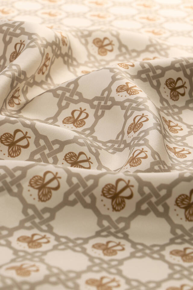 Stone Chain Monogram Twill Silk Square Scarf - 3