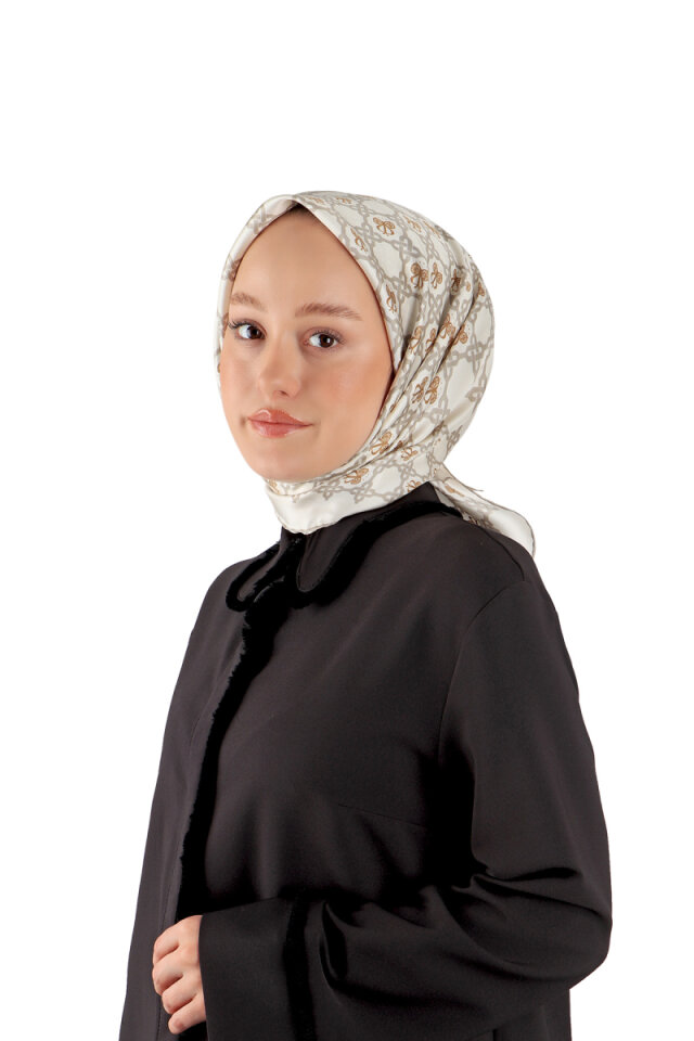 Stone Chain Monogram Twill Silk Square Scarf 