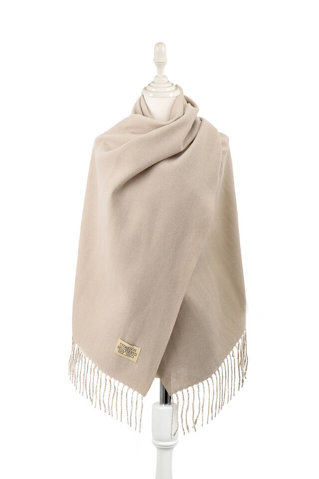 Stone Cream Double Sided Winter Shawl - Bursa İpek