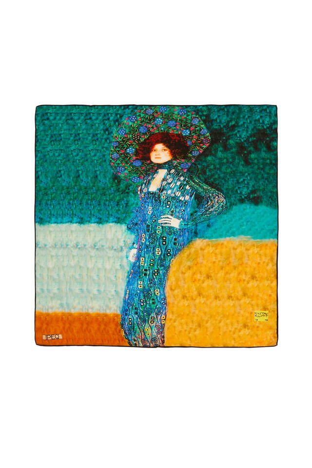 Su Yeşil Emile Flöge Desen İpek Mendil - Bursa İpek