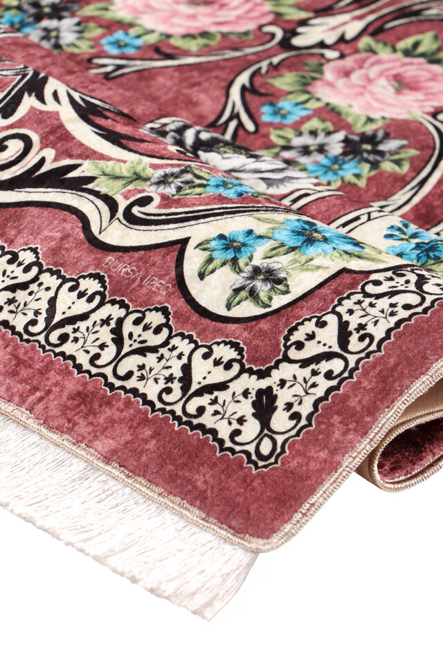 Gül Kurusu Süngerli Kadife Seccade - 2