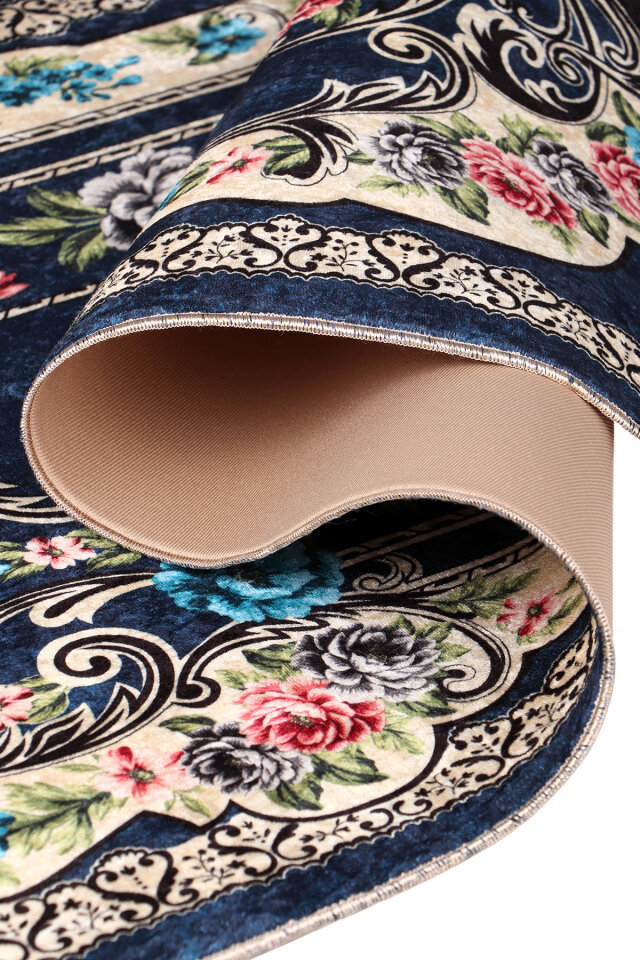 Lacivert Süngerli Kadife Seccade - 3