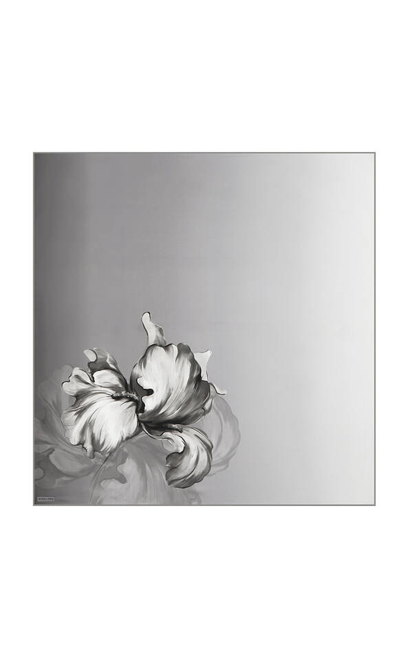 Gri Süsen Desen Twill İpek Eşarp - 2