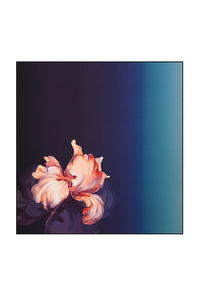 Lacivert Süsen Desen Twill İpek Eşarp - Bursa İpek