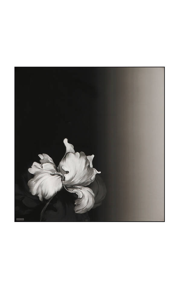 Siyah Süsen Desen Twill İpek Eşarp - 2