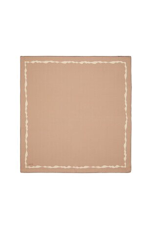 Sütlü Kahve Kenarı Sulu Dalga İpek Eşarp 