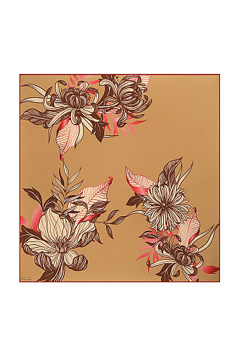 Taba Çağla Pattern Twill Silk Square Scarf 