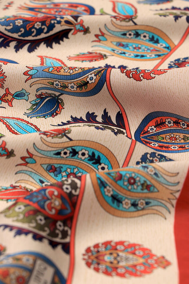 Taba İznik Desen İpek Eşarp - 3