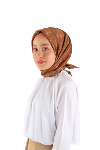 Taba Kelebek Monogram Twill İpek Eşarp 