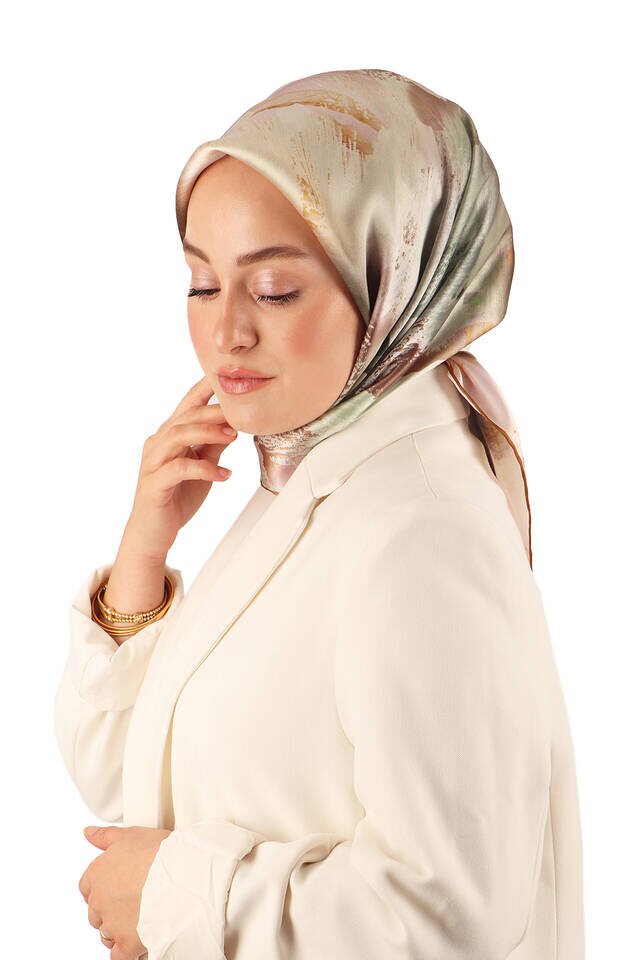 Taba Pastel Pattern Sura Silk Scarf - 2
