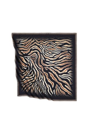 Taba Zebra Pattern Silky Square Scarf 