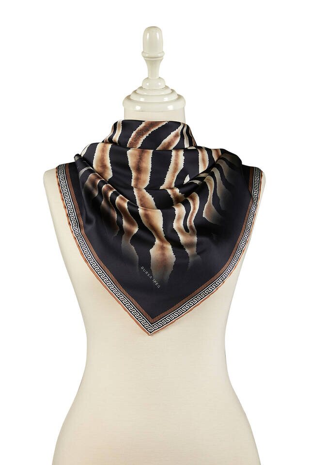 Taba Zebra Pattern Silky Square Scarf - 2