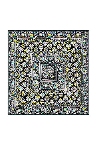 Mint Crown Pattern Twill Silk Scarf 