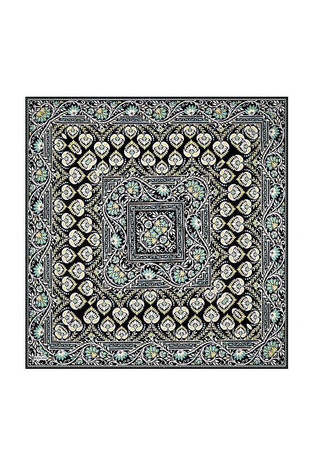 Mint Crown Pattern Twill Silk Scarf 